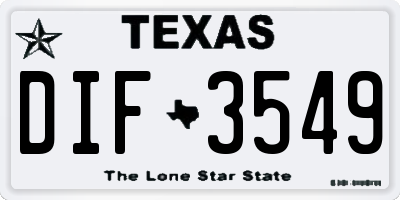 TX license plate DIF3549