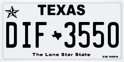 TX license plate DIF3550