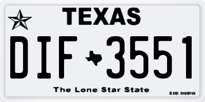 TX license plate DIF3551