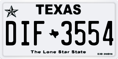 TX license plate DIF3554