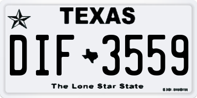 TX license plate DIF3559