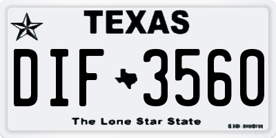 TX license plate DIF3560