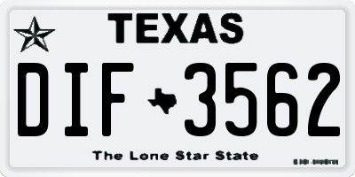 TX license plate DIF3562