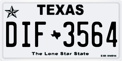 TX license plate DIF3564