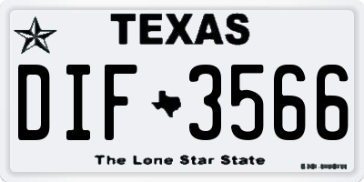 TX license plate DIF3566