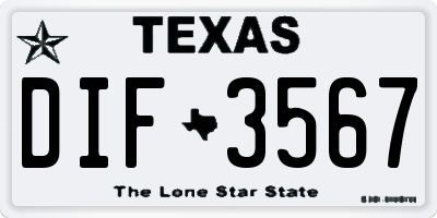 TX license plate DIF3567