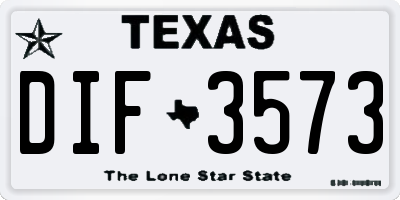TX license plate DIF3573