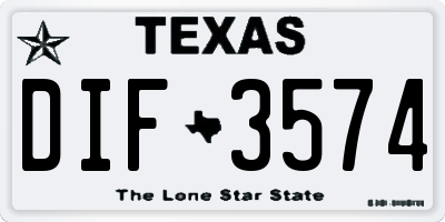 TX license plate DIF3574