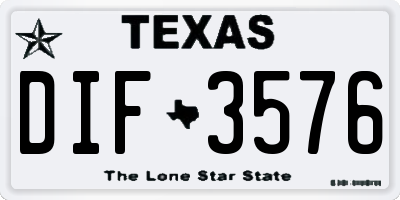TX license plate DIF3576
