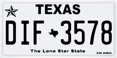 TX license plate DIF3578