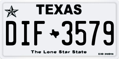 TX license plate DIF3579