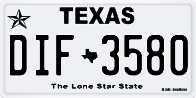 TX license plate DIF3580