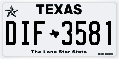 TX license plate DIF3581