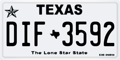 TX license plate DIF3592