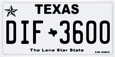 TX license plate DIF3600