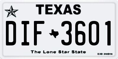 TX license plate DIF3601
