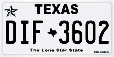 TX license plate DIF3602