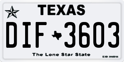 TX license plate DIF3603