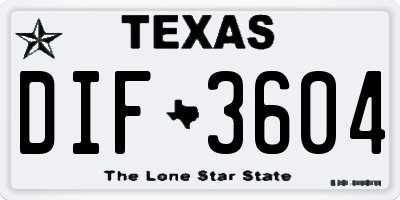 TX license plate DIF3604