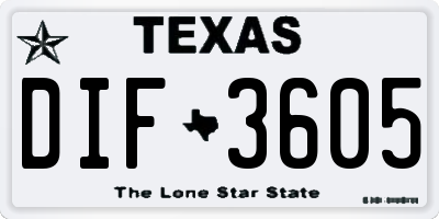 TX license plate DIF3605