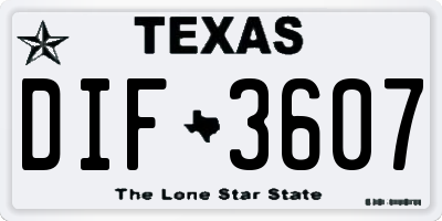TX license plate DIF3607