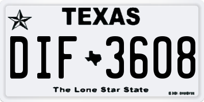 TX license plate DIF3608