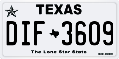 TX license plate DIF3609