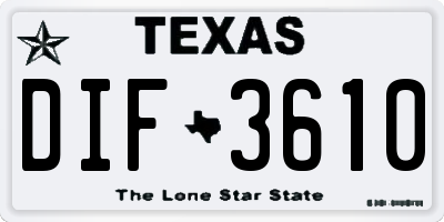 TX license plate DIF3610