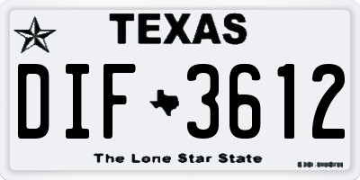 TX license plate DIF3612