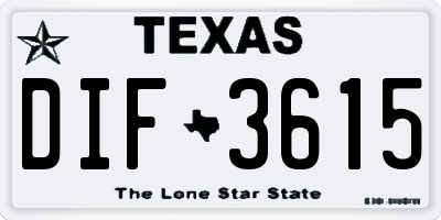 TX license plate DIF3615