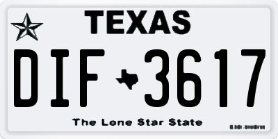 TX license plate DIF3617