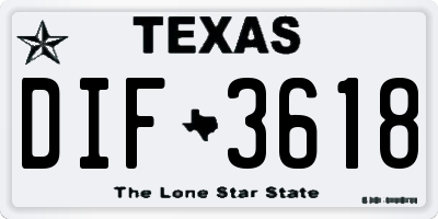 TX license plate DIF3618