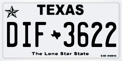 TX license plate DIF3622