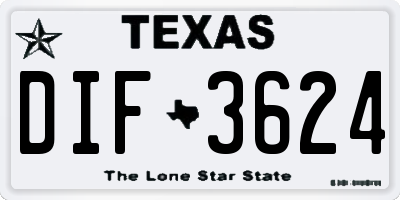TX license plate DIF3624