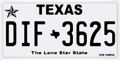 TX license plate DIF3625