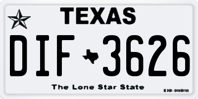 TX license plate DIF3626