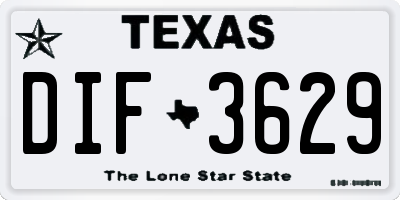 TX license plate DIF3629