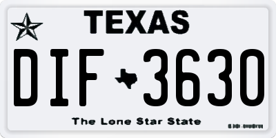 TX license plate DIF3630