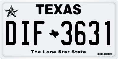 TX license plate DIF3631