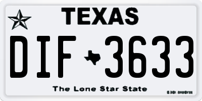 TX license plate DIF3633