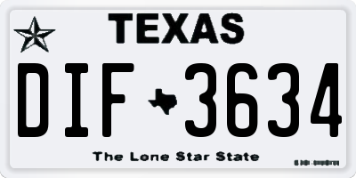 TX license plate DIF3634