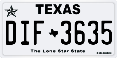 TX license plate DIF3635