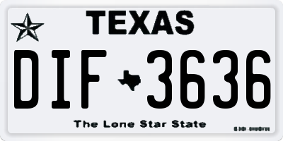 TX license plate DIF3636