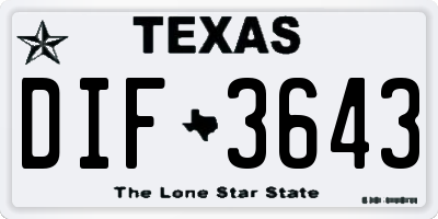 TX license plate DIF3643
