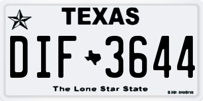 TX license plate DIF3644