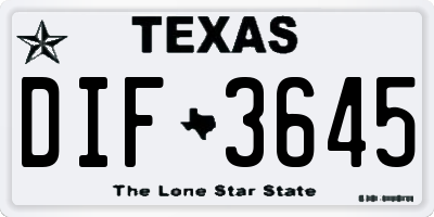TX license plate DIF3645