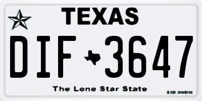 TX license plate DIF3647