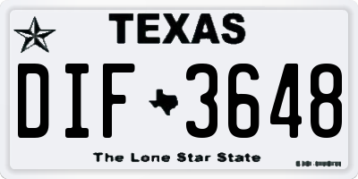 TX license plate DIF3648