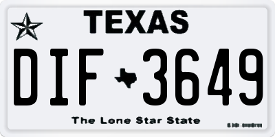 TX license plate DIF3649