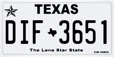 TX license plate DIF3651